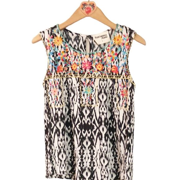 Savanna Jane embroidered Sleeveless Top S - Picture 3 of 8